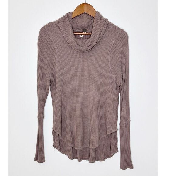 Free People We The Free Kristina Thermal Waffle Knit Top Mushroom Size Small - Picture 5 of 11